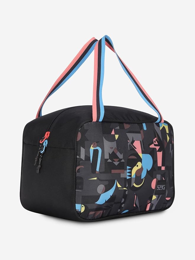 Wildcraft Lunch Bag - Foodie Jumbo Fauna Black | Unisex Lunch Bag with Water Bottle Holder for Office/Travel - Black