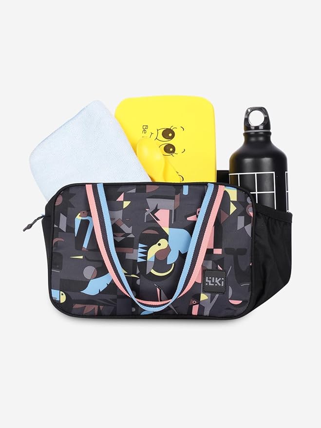 Wildcraft Lunch Bag - Foodie Jumbo Fauna Black | Unisex Lunch Bag with Water Bottle Holder for Office/Travel - Black